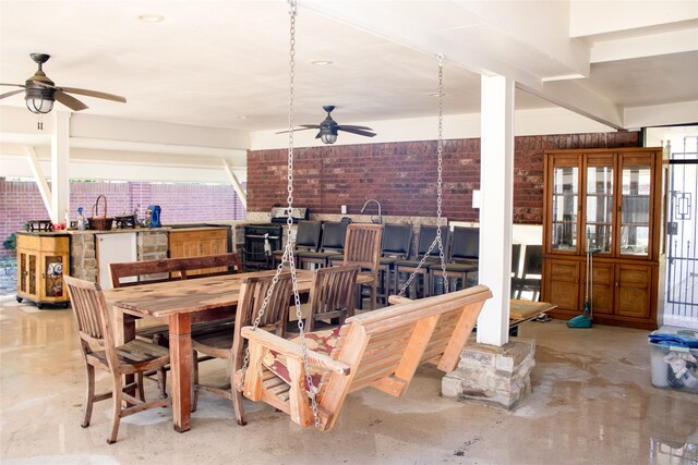 3222 Serene Oak Dr, Sugar Land, TX 77478 - view of patio featuring a ceiling fan, outdoor dining area, and french doors