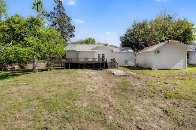 view of yard featuring a deck