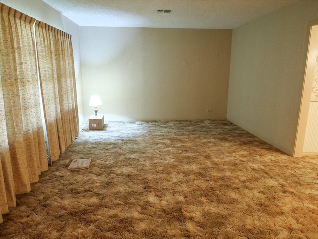 spare room featuring visible vents and carpet floors