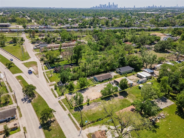 bird's eye view with a city view