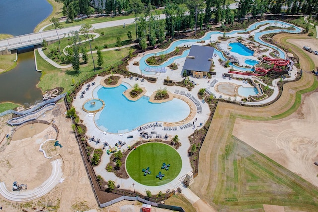 8031 Mckittrick Ridge Dr, Porter, TX 77365 - aerial view of property's location featuring a pool and a large body of water