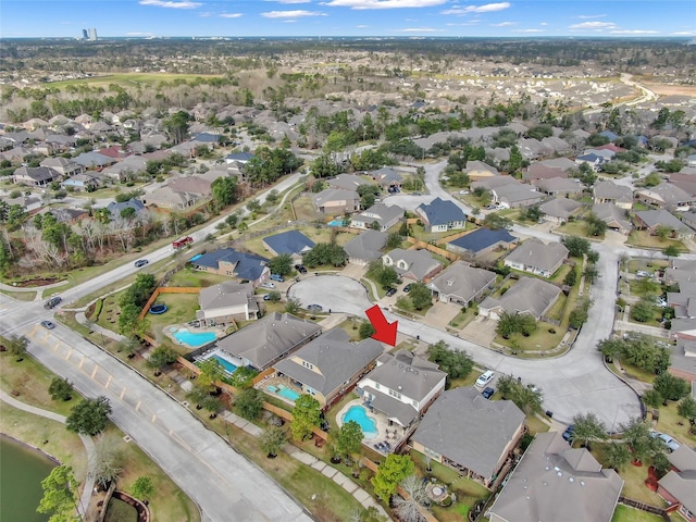 aerial view with a residential view
