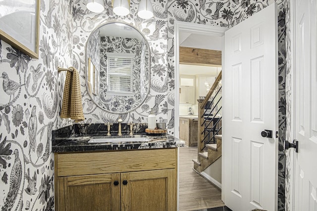 17939 Channel Hill Dr, Cypress, TX 77433 - bathroom featuring vanity and wallpapered walls