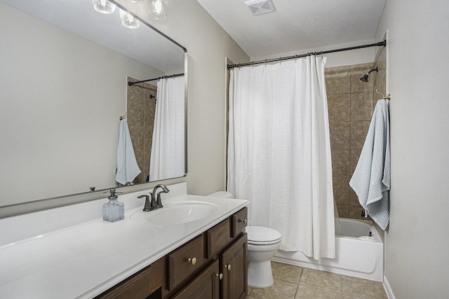 17939 Channel Hill Dr, Cypress, TX 77433 - full bath with visible vents, shower / bath combination with curtain, toilet, vanity, and tile patterned flooring