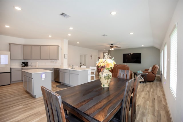 4411 Aspen Colony Ln, Baytown, TX 77521 - dining space featuring recessed lighting, light wood-style floors, and visible vents