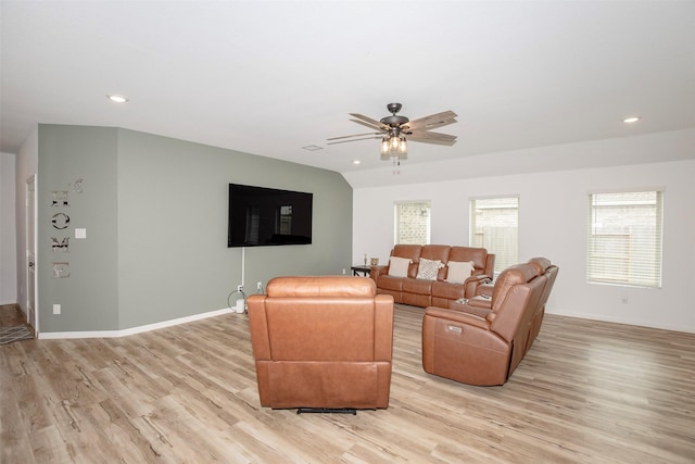 4411 Aspen Colony Ln, Baytown, TX 77521 - living area with recessed lighting, ceiling fan, baseboards, and light wood-type flooring