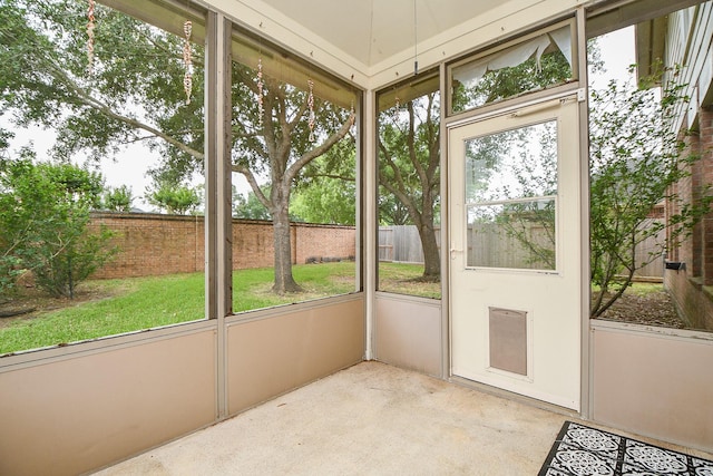 view of unfurnished sunroom