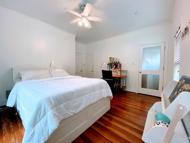 1964 Norfolk St, Houston, TX 77098 - bedroom featuring wood finished floors, ornamental molding, and a ceiling fan