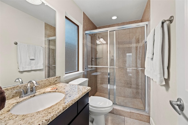 5329 Kansas St, Houston, TX 77007 - bathroom with a shower stall, tile patterned flooring, and toilet