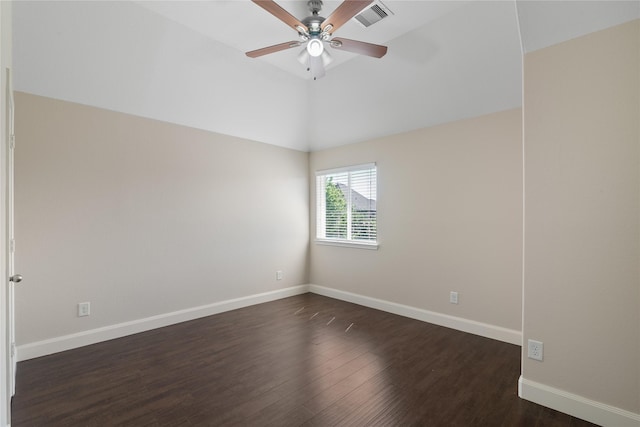 13315 Edison Trace Ln, Tomball, TX 77377 - empty room with visible vents, baseboards, ceiling fan, and dark wood-type flooring