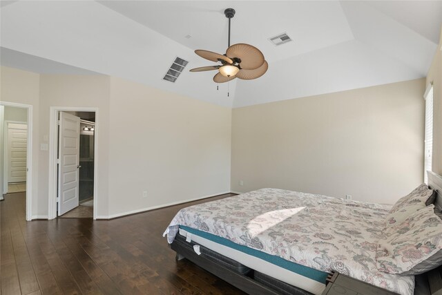 13315 Edison Trace Ln, Tomball, TX 77377 - bedroom with baseboards, vaulted ceiling, wood finished floors, and visible vents
