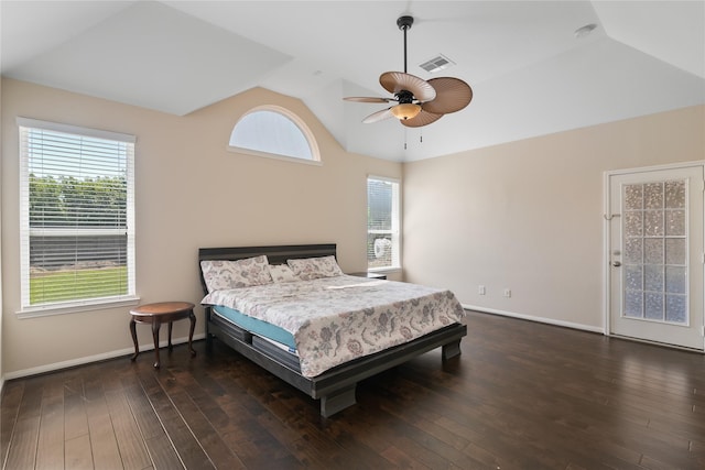 13315 Edison Trace Ln, Tomball, TX 77377 - bedroom with vaulted ceiling, baseboards, visible vents, and wood-type flooring