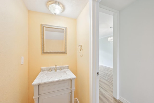 7463 Brompton St Unit 7463, Houston, TX 77025 - bathroom featuring vanity, wood finished floors, and baseboards