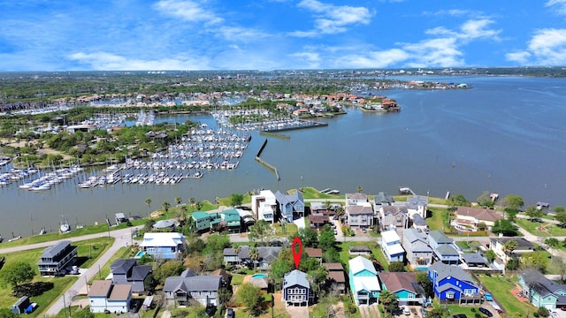 300 Narcissus Rd, Clear Lake Shores, TX 77565 - drone / aerial view with a residential view and a water view