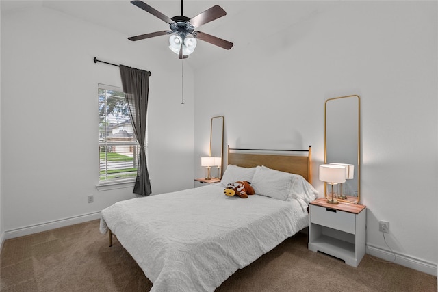 321 Westwood Dr, League City, TX 77573 - carpeted bedroom featuring lofted ceiling, baseboards, and a ceiling fan
