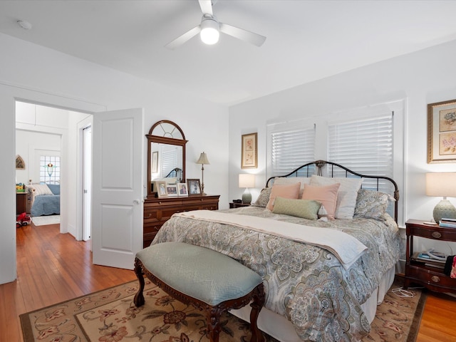 824 Sledge St, Houston, TX 77009 - bedroom with wood finished floors and a ceiling fan