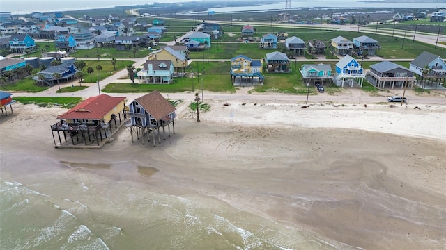 bird's eye view featuring a water view and a residential view