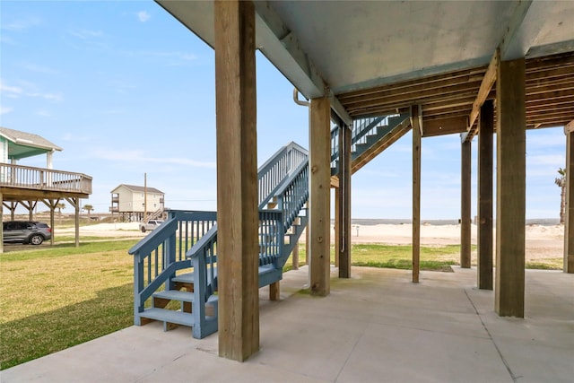 view of patio / terrace featuring stairway