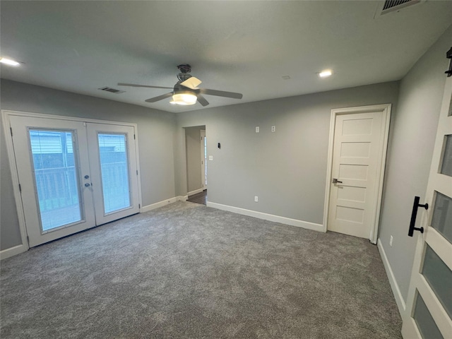 3060 Noble St, Houston, TX 77026 - spare room with french doors, baseboards, carpet, and visible vents