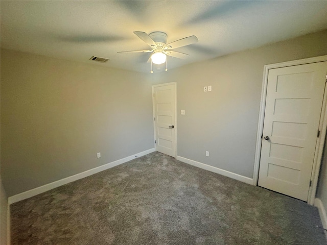 3060 Noble St, Houston, TX 77026 - spare room with visible vents, ceiling fan, carpet, and baseboards