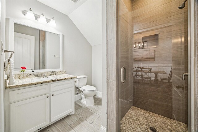 1411 Overhill St, Houston, TX 77018 - full bath with toilet, vanity, a shower stall, and tile patterned flooring