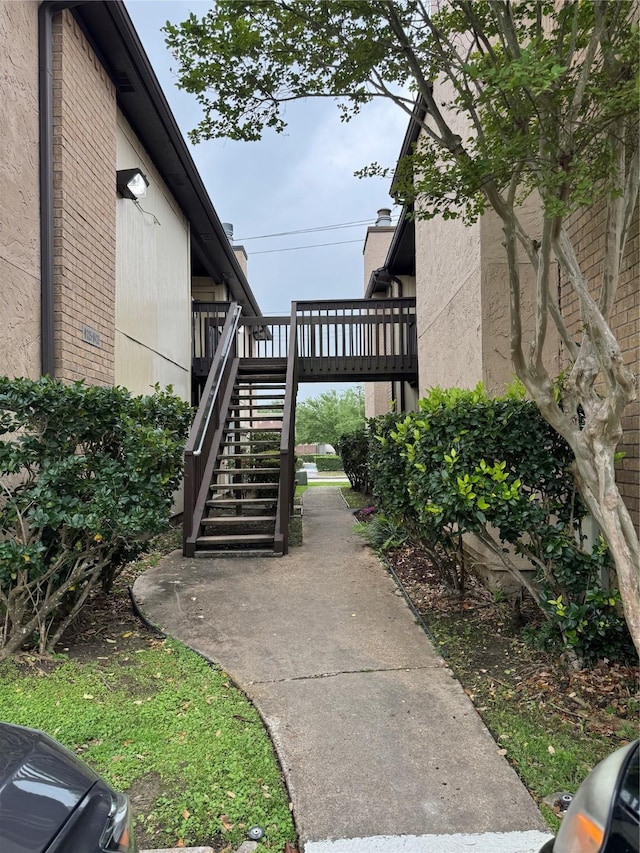 exterior space featuring stairway