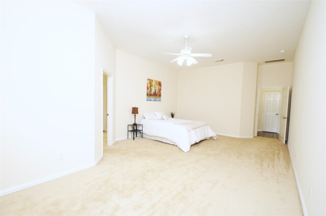 7214 Paradise Park Bnd, Richmond, TX 77407 - bedroom with visible vents, ceiling fan, baseboards, and light colored carpet
