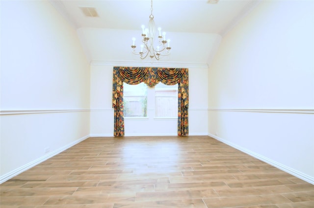 7214 Paradise Park Bnd, Richmond, TX 77407 - spare room with light wood finished floors, baseboards, visible vents, a notable chandelier, and crown molding