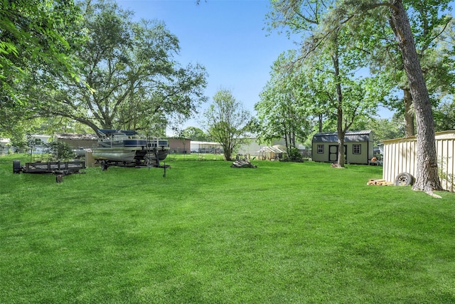 27011 Azalea Ct, Magnolia, TX 77354 - view of yard featuring an outdoor structure, a shed, and fence