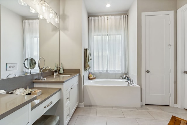 1919 Hickory Grove Ln, Tomball, TX 77375 - full bath featuring a bath, tile patterned floors, and vanity
