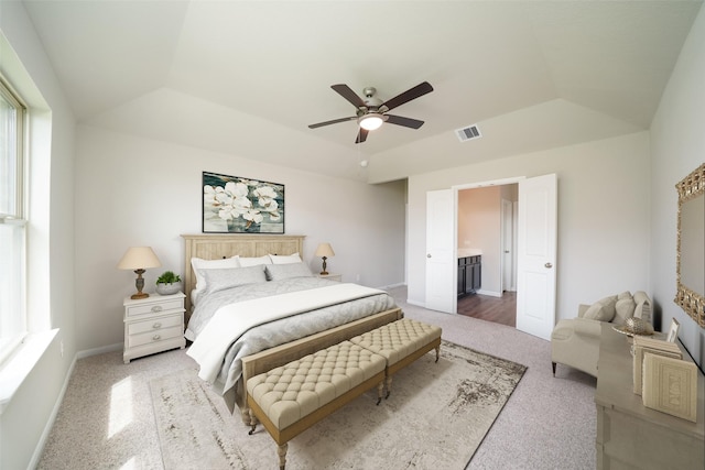 1934 32nd Ave N, Texas City, TX 77590 - bedroom featuring vaulted ceiling, visible vents, carpet flooring, and multiple windows
