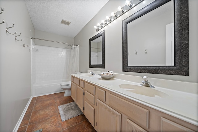 17203 Meadow Heights Dr, Houston, TX 77095 - bathroom featuring shower / bath combo, visible vents, a sink, and toilet