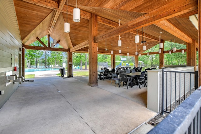 30000 Round Up Dr, Waller, TX 77484 - view of patio / terrace featuring an outdoor pool, outdoor dining space, and ceiling fan