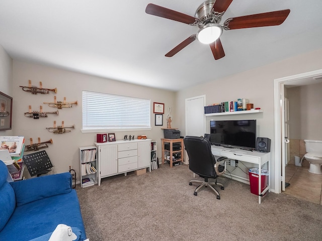 22403 Red River Dr, Katy, TX 77450 - carpeted home office featuring a ceiling fan