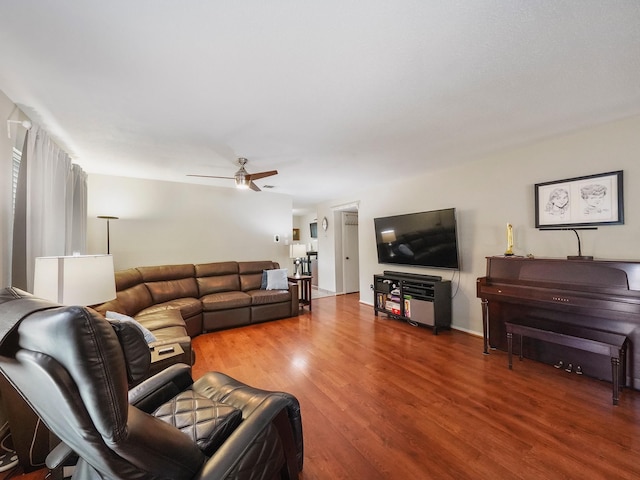 22403 Red River Dr, Katy, TX 77450 - living room with wood finished floors and a ceiling fan