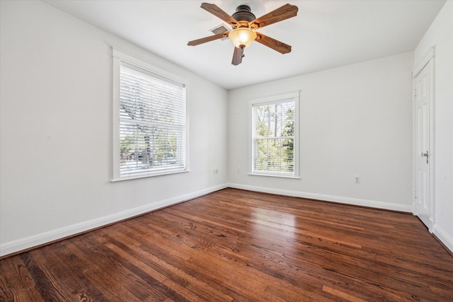unfurnished bedroom with baseboards, ceiling fan, and wood finished floors