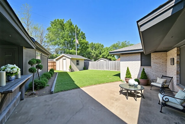 154 Camellia St, Sugar Land, TX 77478 - view of yard with a patio, an outdoor structure, and a shed