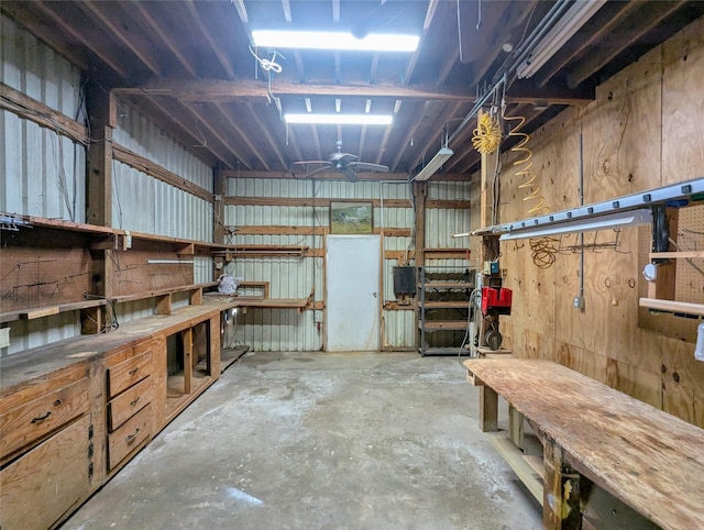 interior space with a workshop area