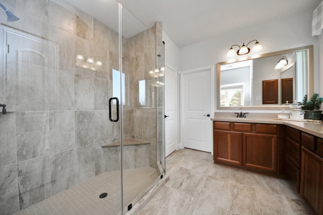 19407 Sorrel Stallion Trl, Tomball, TX 77377 - bathroom featuring a shower stall and vanity