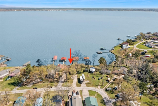 221 Kokomo Run, Point Blank, TX 77364 - aerial view featuring a water view