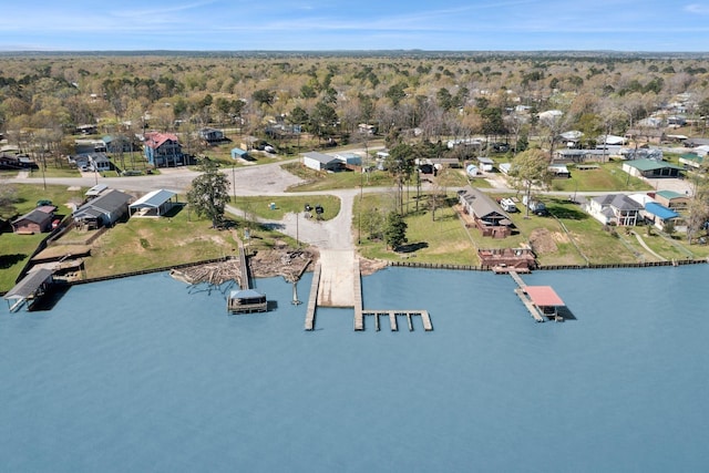 221 Kokomo Run, Point Blank, TX 77364 - bird's eye view with a residential view and a water view