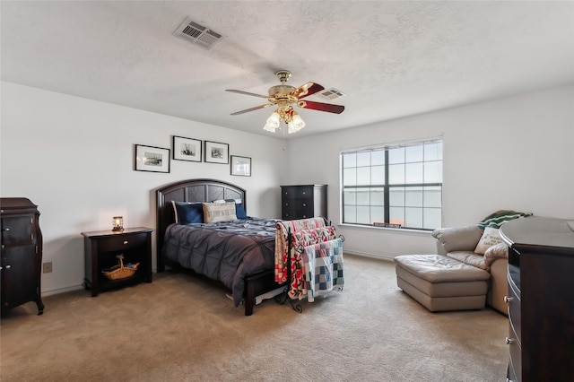 221 Kokomo Run, Point Blank, TX 77364 - bedroom featuring carpet flooring, a ceiling fan, and visible vents