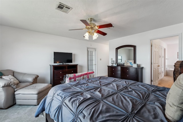 221 Kokomo Run, Point Blank, TX 77364 - bedroom with visible vents, ceiling fan, and carpet flooring