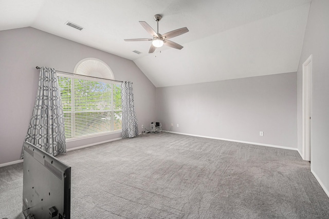 13134 Durbridge Trail Dr, Houston, TX 77065 - bonus room with visible vents, baseboards, ceiling fan, carpet, and vaulted ceiling