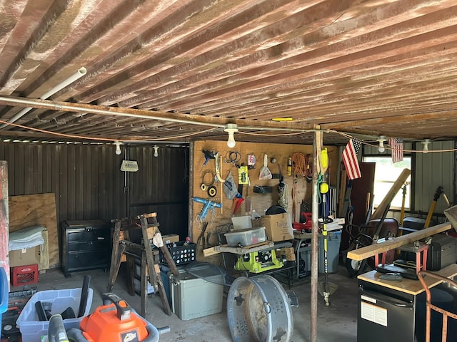 storage room with a garage