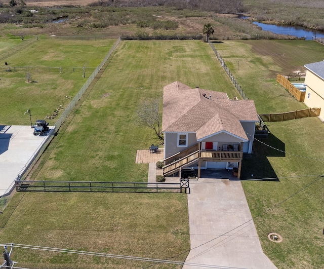 2027 103rd St, Galveston, TX 77554 - drone / aerial view featuring a rural view and a water view