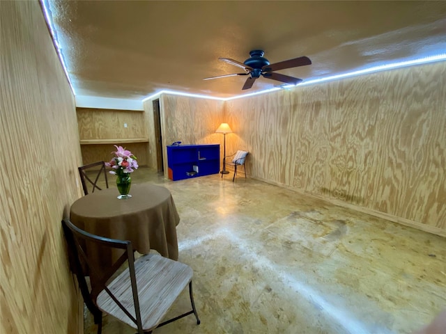 2027 103rd St, Galveston, TX 77554 - interior space with concrete floors and ceiling fan