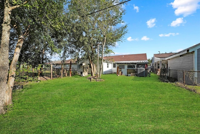 view of yard with a fenced backyard