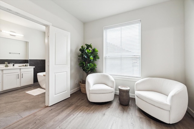 living area with light wood-style flooring