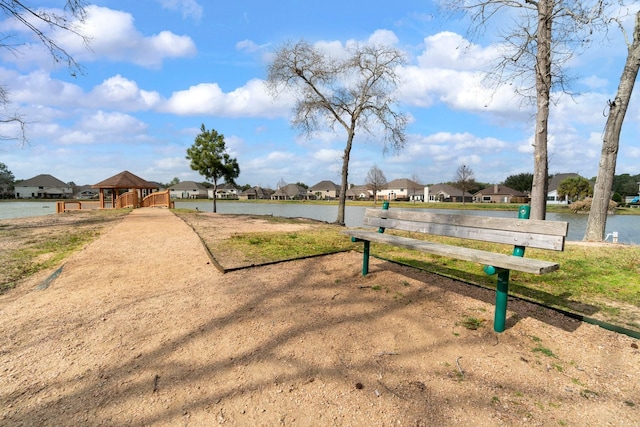 8322 Calico Canyon Dr, Tomball, TX 77375 - surrounding community with a gazebo, a residential view, and a water view